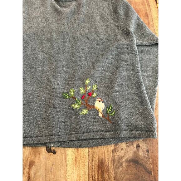 Coldwater Creek Embroidered Bird Berry Full Zip Up Cardigan Sweater Size 1X - Picture 7 of 7